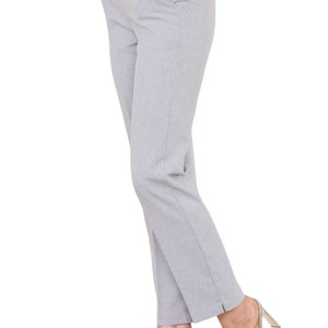 Ladies Trouser Half Elasticated Bi Stretch Waist Inside Leg 27 Inches Regular Work Office Everyday Wear Pants Light Grey