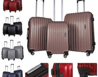 Unisex Set 0f 3 20" / 24" / 28" Hard Shell Travel Suitcase 4 Spinner Wheels Cabin Luggage 2158