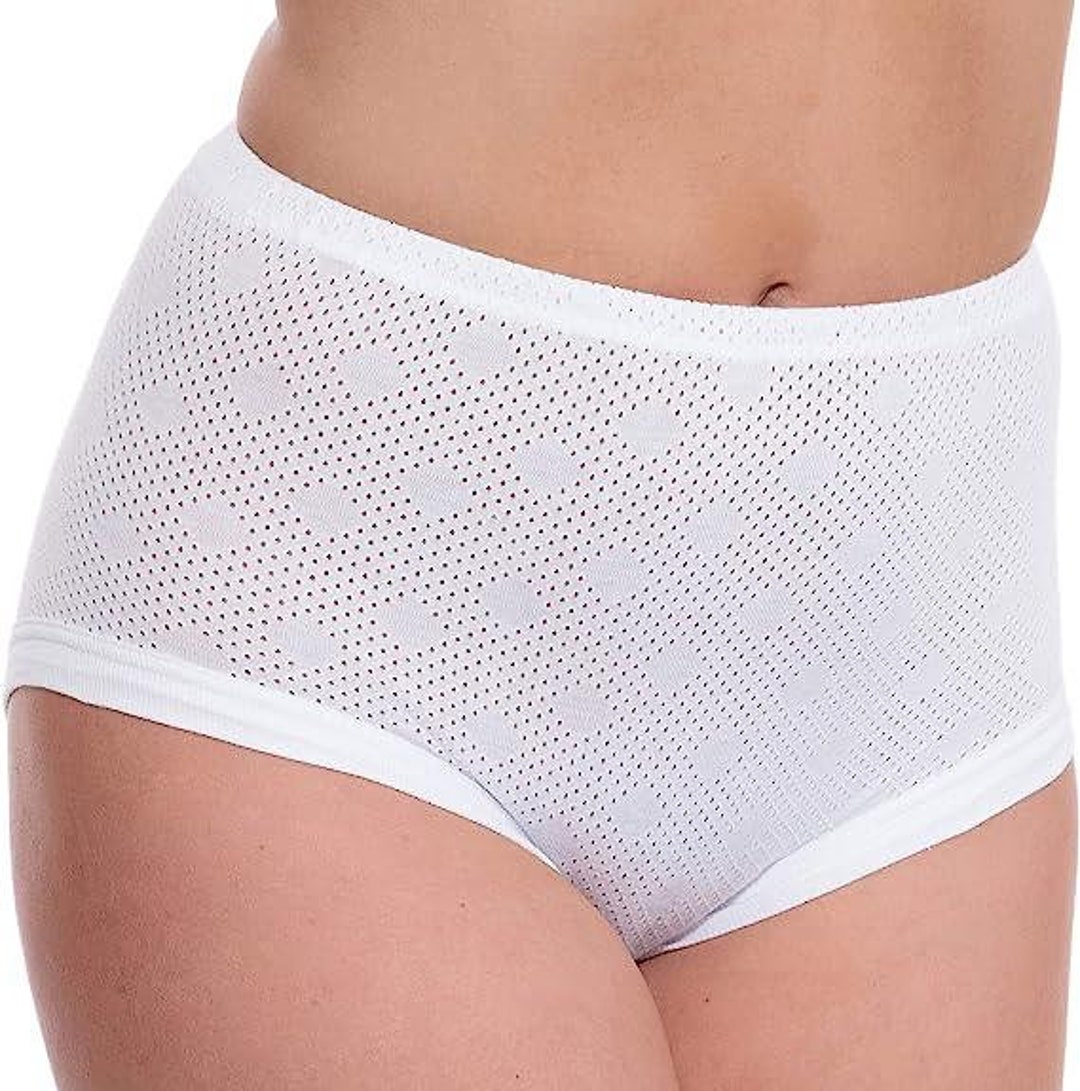 Pack of 3 Cotton Breathable Full Cuff Leg Brief Eyelet Briefs Knickers