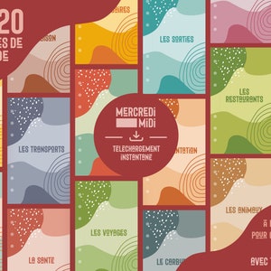 Lot of 20 Cover Pages TO PERFORATE for budget envelopes in French with tracker, printable PDF, A6 Planner, Dividers, Title sheets