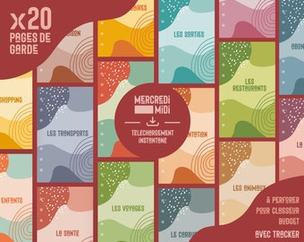 Set van 20 omslagpagina's OM TE PERFOREREN voor budgetenveloppen in het Frans met tracker, afdrukbare PDF, A6 Planner, Verdelers, Titelbladen