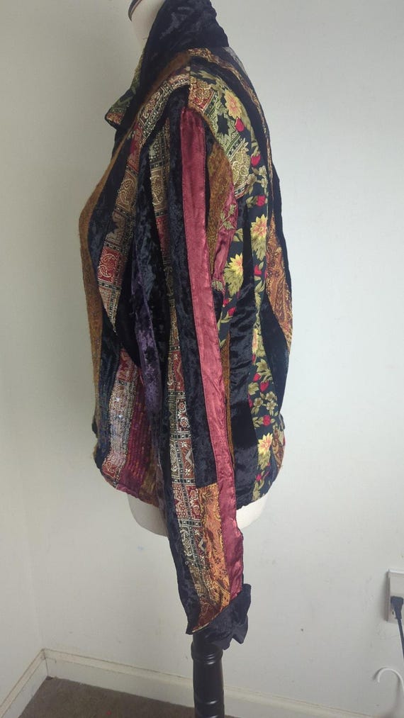 Vintage Whimsigoth Button Down Patchwork Wool Vel… - image 6