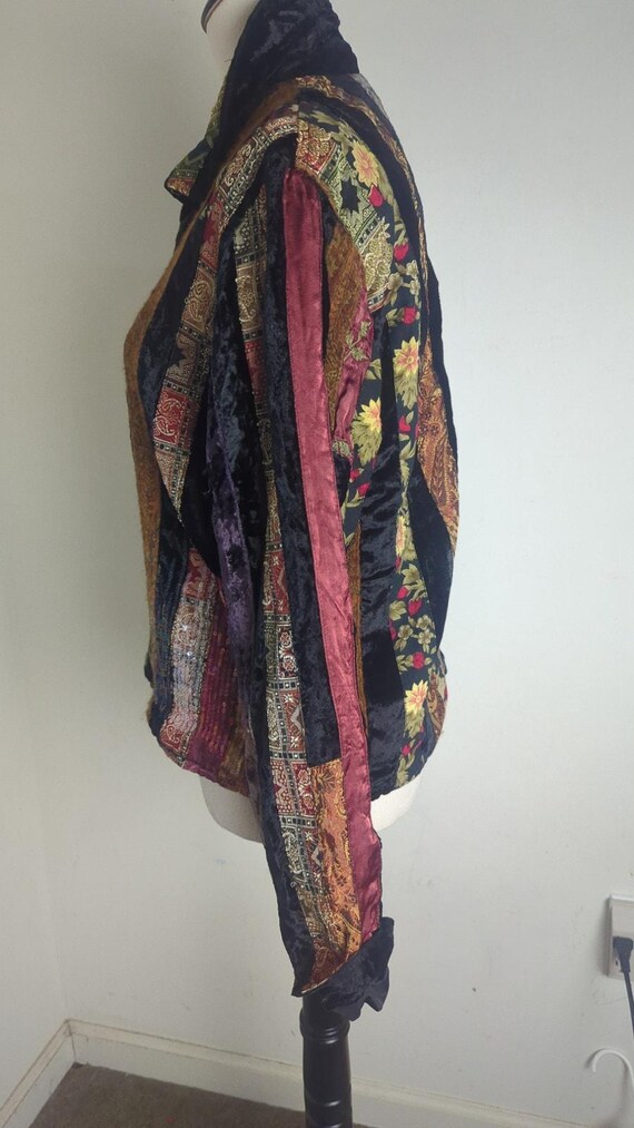 Vintage Whimsigoth Button Down Patchwork Wool Vel… - image 6