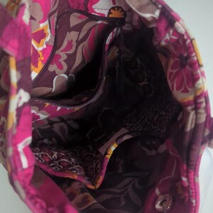 Retired Vera Bradley Carnaby Angel Medium Tote Pink Purple Boho Floral image 5