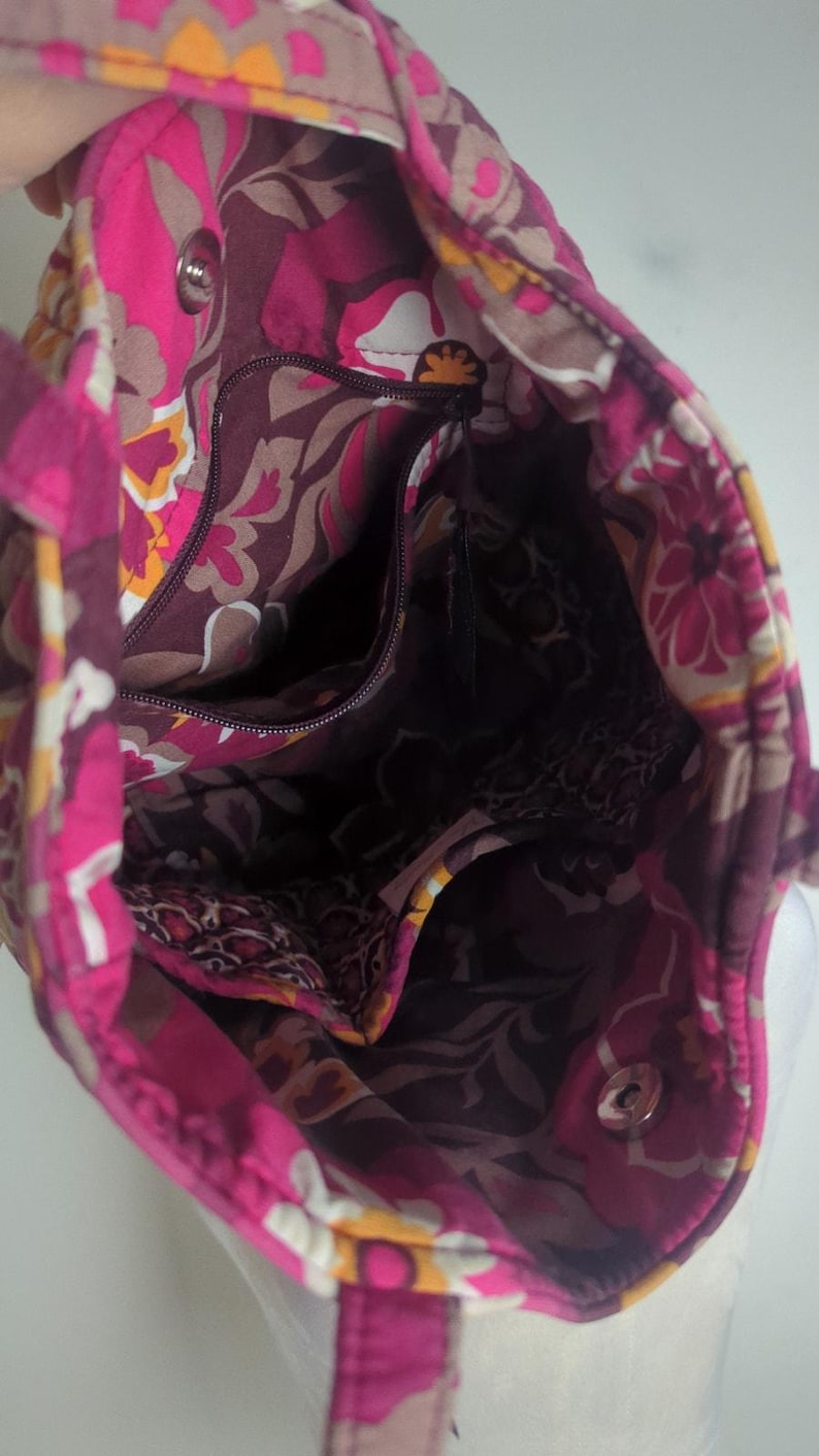 Retired Vera Bradley Carnaby Angel Medium Tote Pink Purple Boho Floral image 5