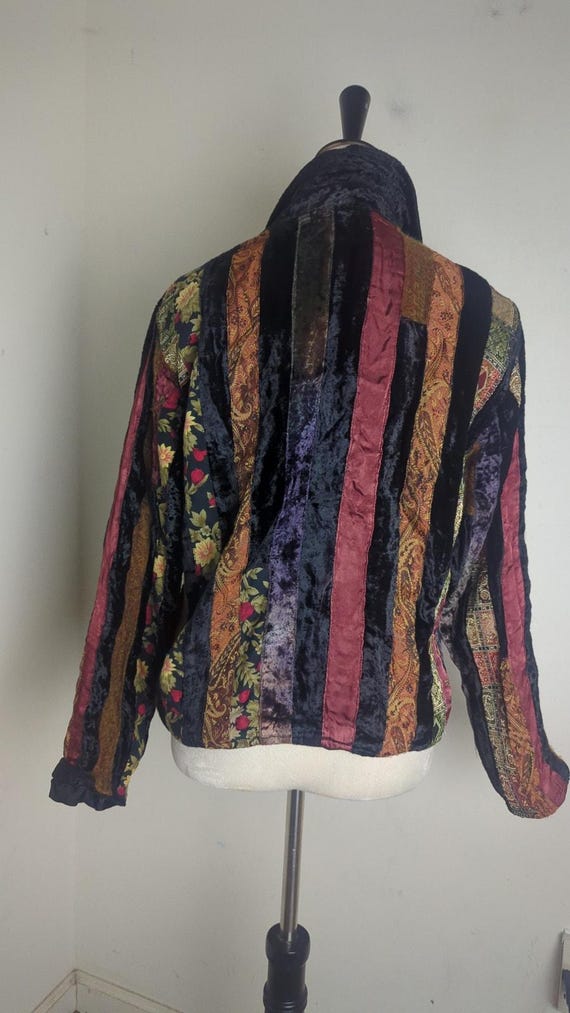 Vintage Whimsigoth Button Down Patchwork Wool Vel… - image 7