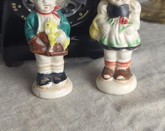 Vintage Occupied Japan Figural Salt & Pepper Shakers – Storybook Dutch Boy Girl