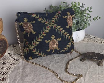 Vintage Tapestry Rare Turtle Crossbody Bag Coastal Y2K Chain Strap Purse