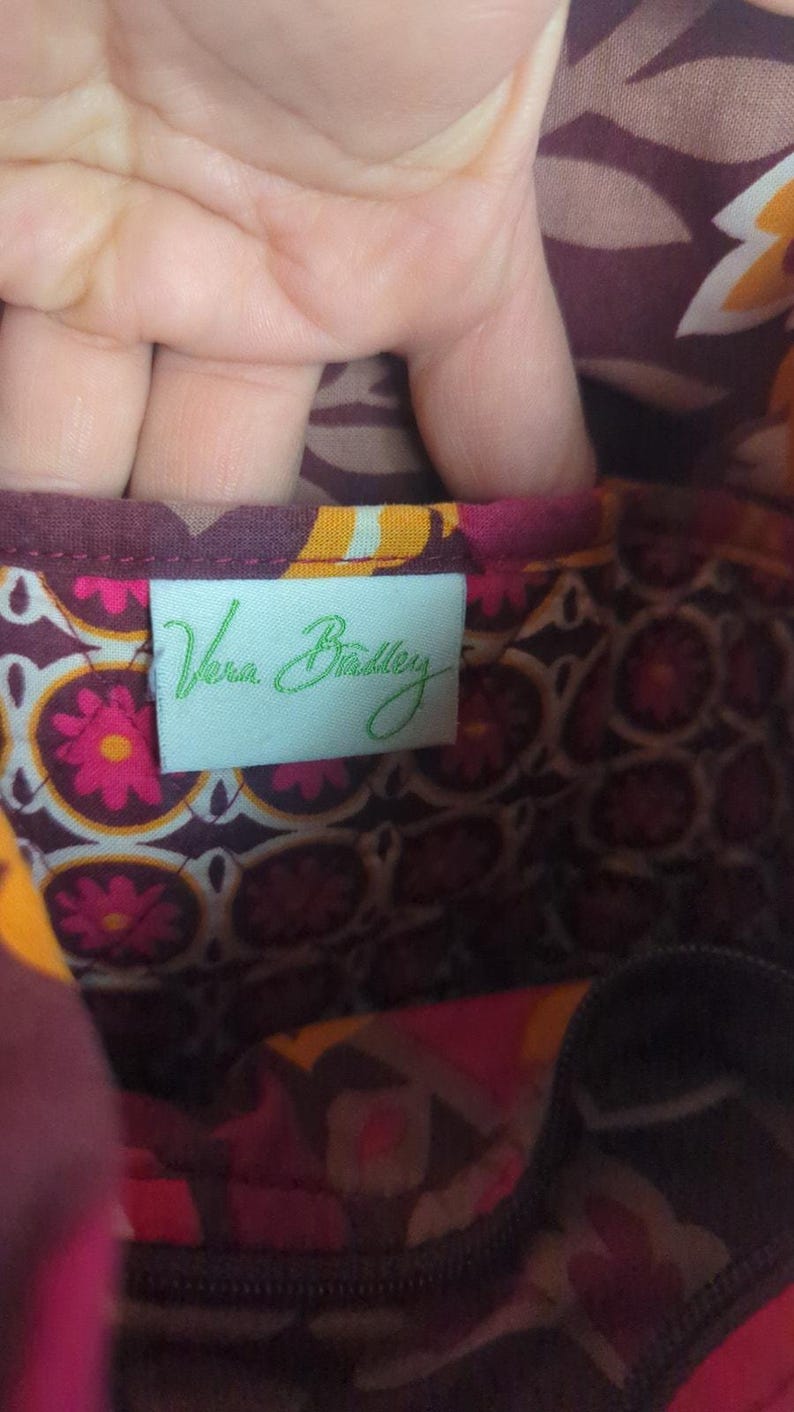 Retired Vera Bradley Carnaby Angel Medium Tote Pink Purple Boho Floral image 6