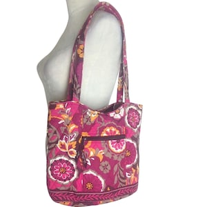 Retired Vera Bradley Carnaby Angel Medium Tote Pink Purple Boho Floral image 1