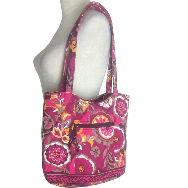 Retired Vera Bradley Carnaby Angel Medium Tote Pink Purple Boho Floral image 1