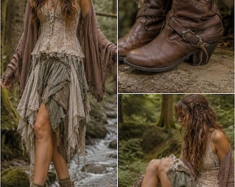 Woodland Fairy Festival Boots Y2K Leather Ankle Boots Size 6