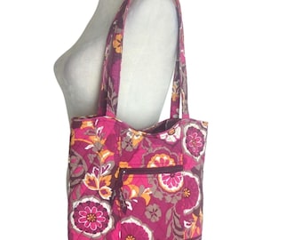 Retired Vera Bradley Carnaby Angel Medium Tote Pink Purple Boho Floral