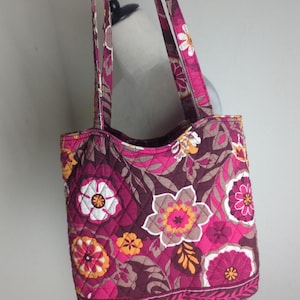Retired Vera Bradley Carnaby Angel Medium Tote Pink Purple Boho Floral image 7