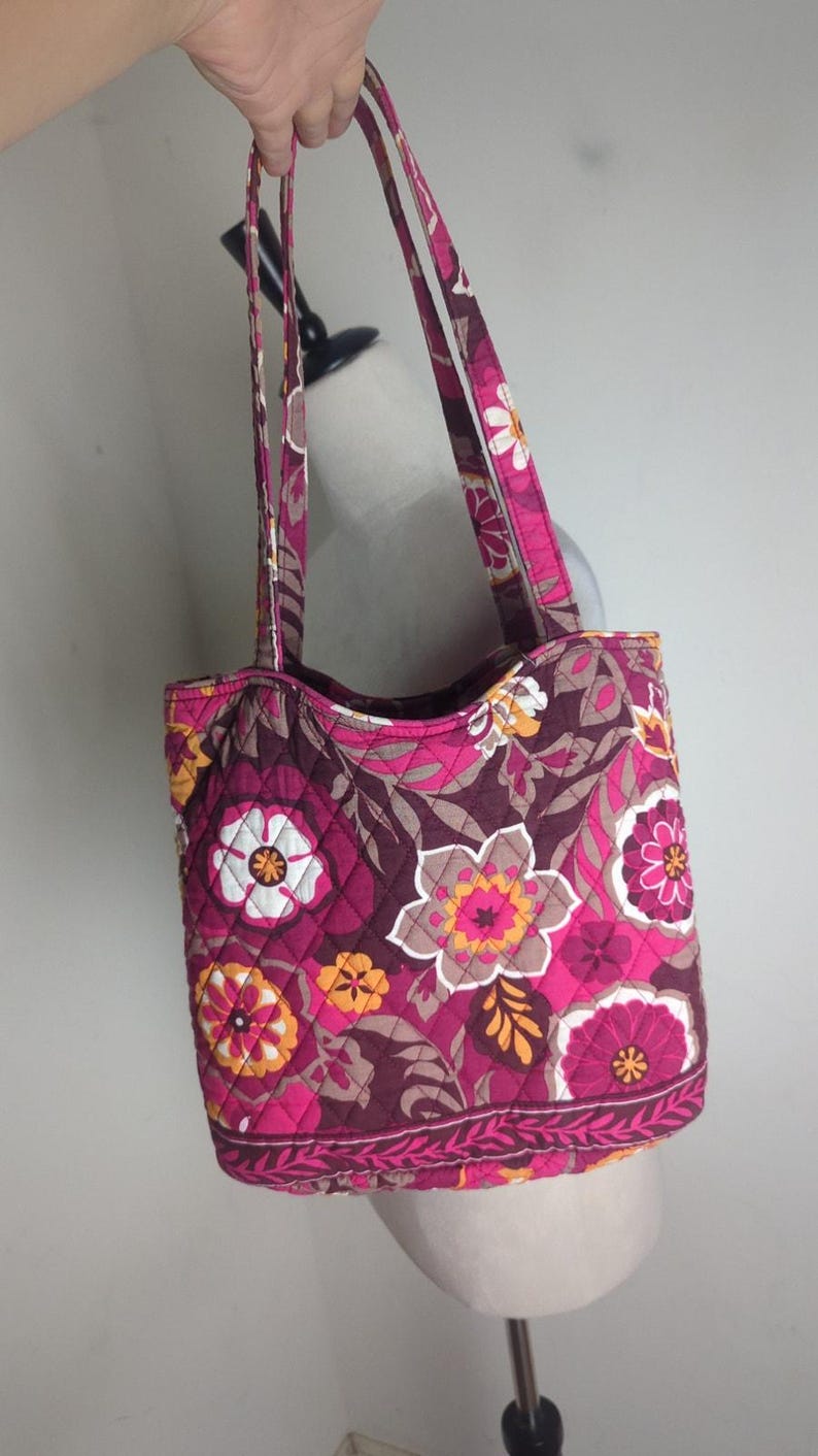 Retired Vera Bradley Carnaby Angel Medium Tote Pink Purple Boho Floral image 7