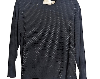 Vintage Y2K Liz Claiborne Roll Sequenced Tight Knit Sweater Women's 2X Petite