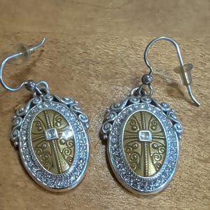 Brighton Truthful Cross Dangle Earrings Crystal Silver Tone Inspirational Faith image 7