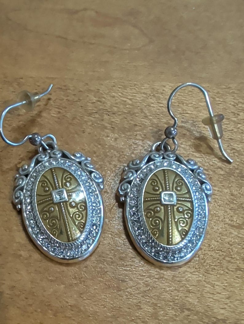 Brighton Truthful Cross Dangle Earrings Crystal Silver Tone Inspirational Faith image 7
