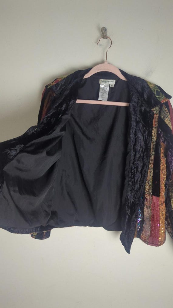 Vintage Whimsigoth Button Down Patchwork Wool Vel… - image 9