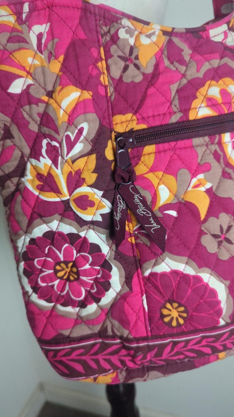 Retired Vera Bradley Carnaby Angel Medium Tote Pink Purple Boho Floral image 2