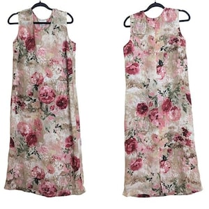 Vintage 90&#39;s Floral Romantic Semi-sheer Maxi Slip Dress Women&#39;s Size 14