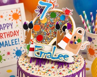 Paint Splatter Cake Topper | Personalized Art Birthday Cake Topper | Paint Party Cake Topper | Artist Birthday Decoration | Painting Theme