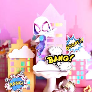 Girl Superheroes Town Favor Boxes | Superheroes Building Treat Box | Skyscraper City Party Favors | Hero Party Favor | Girly Skyscrapers