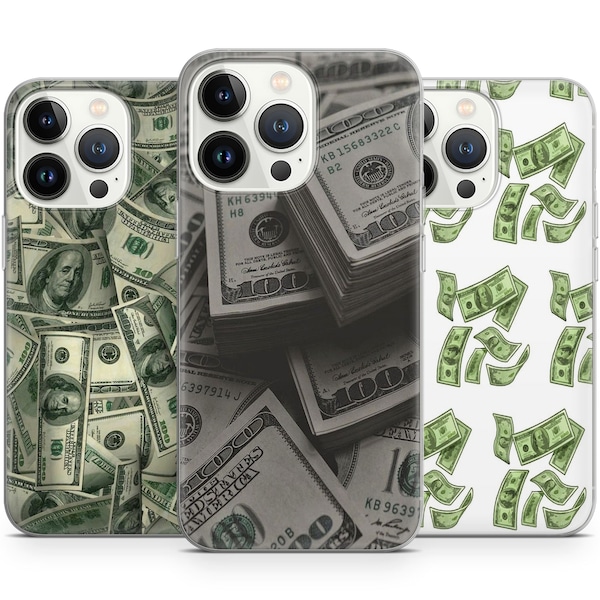 Dollar Money Bill Phone Case banknote pattern for iPhone 14 13 Pro Max 12 11 X XS 8 7, fits Samsung S20 FE, S21 Ultra, A12, Huawei P30 Pro