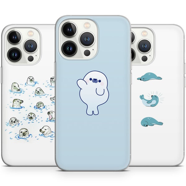 Cute Seal Phone Case Fur Seal Cover Sea bear Arctic Snow for iPhone 15 Plus 14 Pro Max 12 11 X XS 8 7, fits Samsung S20 FE, S21, A12, Huawei