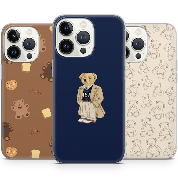 Teddy bear Phone Case Fluffy Plush stuffed animal cover for iPhone 15 Plus 14 Pro Max 12 11 X XS 8 7, fits Samsung S20 FE, S21, A12, Huawei