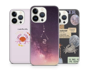 Cancer Zodiac sign Astrology water sign Phone Case for iPhone 14 13 Pro Max 12 11 X XS 8 7, fits Samsung S20 FE, S21 Ultra, A12, Huawei P30