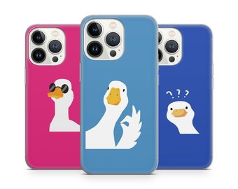 Funny Goose Duck Phone Case What the Duck Cute Adorable pour iPhone 15+ 14 Pro Max 12 11 X XS 8 7, convient à Samsung S20 FE, S21, A12, Huawei