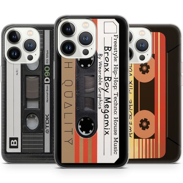 Cinta de audio vintage Funda de teléfono Cassette Funda de teléfono para iPhone 14 13 Max 12 11 X XS 8 7, se adapta a Samsung S20 FE, S21 Ultra, A12, Huawei P30 Pro