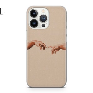 Michelangelo Creation Hands Phone Case Art Coque pour iPhone 14 13 Pro Max 12 11 X XS 8 7, Compatible avec Samsung S20 FE, S21 Ultra, A12, Huawei P30 Pro image 2