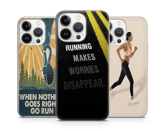 Running Runner Sport Jogging Walk athlete Phone Case for iPhone 15 Plus 14 Pro Max 12 11 X XS 8 7, fits Samsung S20 fe, S21, Huawei, Pixel