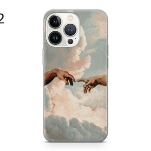 Michelangelo Creation Hands Phone Case Art Coque pour iPhone 14 13 Pro Max 12 11 X XS 8 7, Compatible avec Samsung S20 FE, S21 Ultra, A12, Huawei P30 Pro image 3
