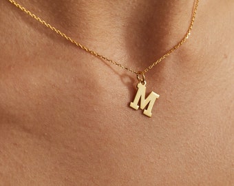 14K Solid Gold Letter Necklace, Custom Letter Necklace, Handmade Initial Jewelry, Personalized Initial Necklace, Mothers Day Gift For Her