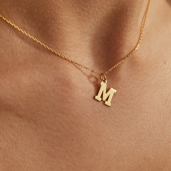 14K Solid Gold Letter Necklace, Custom Letter Necklace, Handmade Initial Jewelry, Personalized Initial Necklace, Mothers Day Gift For Her