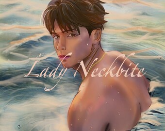 Romantic Ikemen Wall Art | Bishounen Digital Print | Caleb Inspired Otome Game Anime Boy Poster |Fantasy Handsome Male Illustration Download