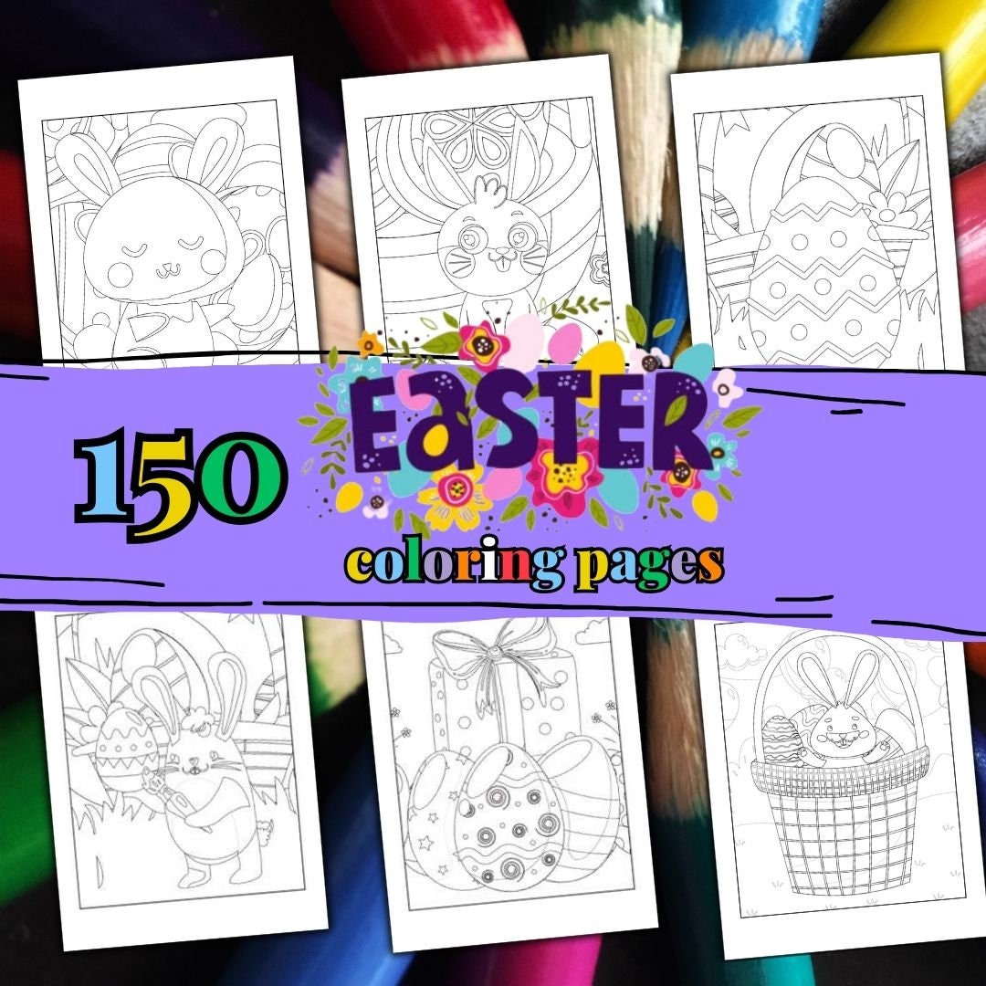 150 HAPPY EASTER Coloring Pages. Cartoon Coloring Book for Kid ...