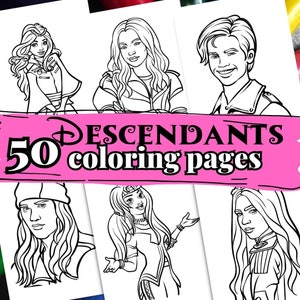 50 DESCENDANTS Coloring Pages, A4 format coloring book for kids, Kid Coloring Pages, PDF Printable Coloring Pages