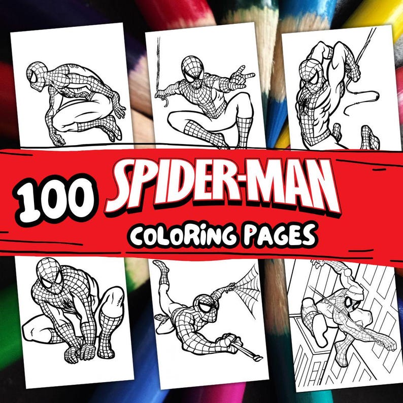 100 SPIDERMAN Coloring Pages, A4 Format Coloring Book for Kids, Kid ...