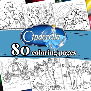 60 CINDERELLA Coloring Pages, A4 format coloring book for kids, Kid Coloring Pages, PDF Printable Coloring Pages