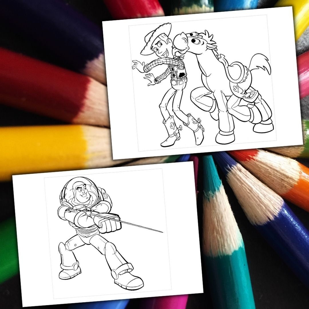 50 Toy Story Coloring Pages, A4 Format Coloring Book for Kids, Kid ...