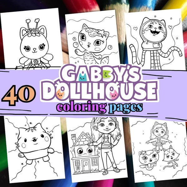 40 GABBY DOLLHOUSE Coloring Pages. Cartoon coloring book for kid. Printable coloring pages for kid. Printable coloring pages