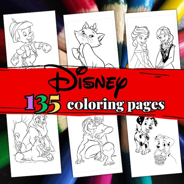 135 Cartoon MIX coloring pages, A4 format coloring book for kids, Kid Coloring Pages, PDF Printable Coloring Pages