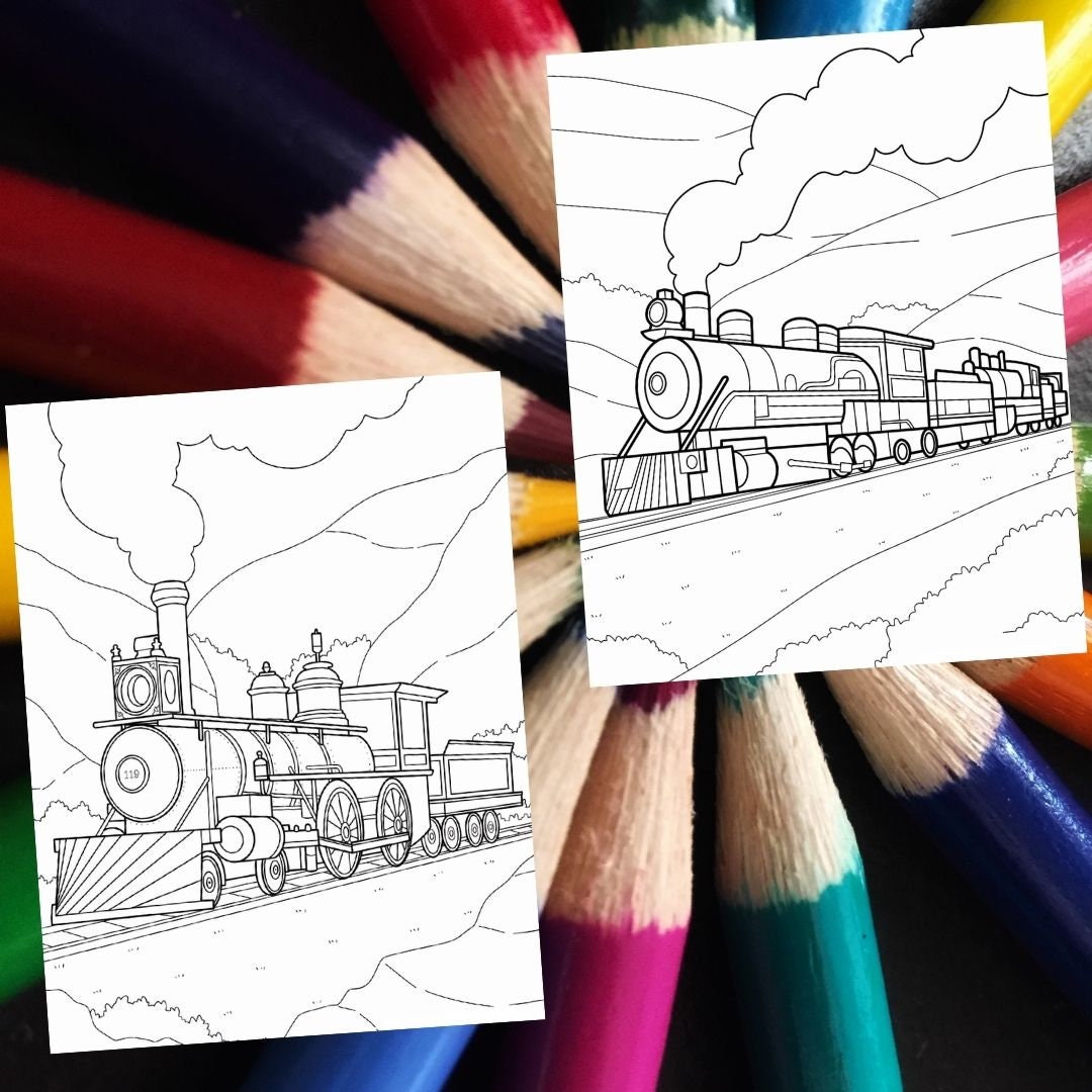 40 TRAIN Coloring Pages. Trains Coloring Pages for Kids. Kid Fun ...