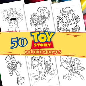 50 Toy Story coloring pages, A4 format coloring book for kids, kid coloring pages, PDF printable coloring pages