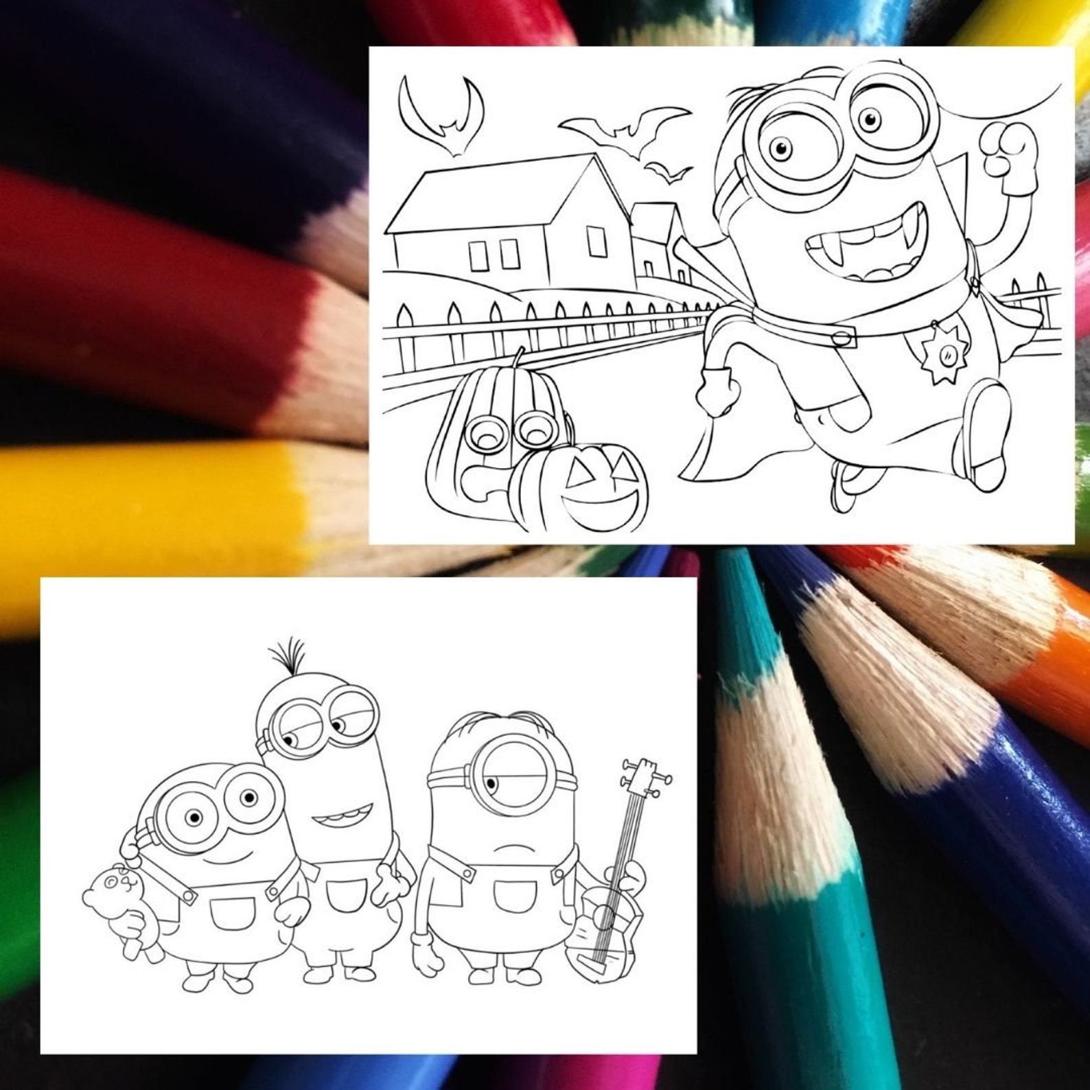 20 MINIONS Coloring Pages, A4 Format Coloring Book for Kids, Kid ...