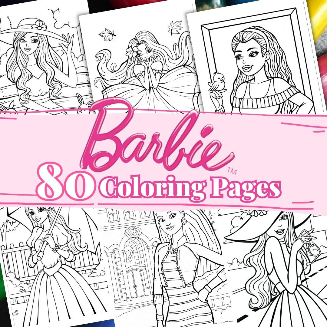 Cinco bonecas Barbie - Retornar à infância - Coloring Pages for Adults